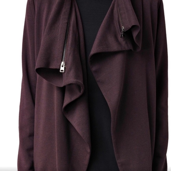 All Saints Dahlia Wool Long Cardigan Asymmetrical Zipper Cowl Sweater Size 2 - Picture 3 of 13